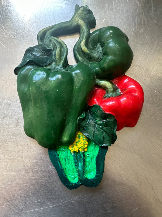 Vintage chalk ware bell pepper kitchen wall hanging